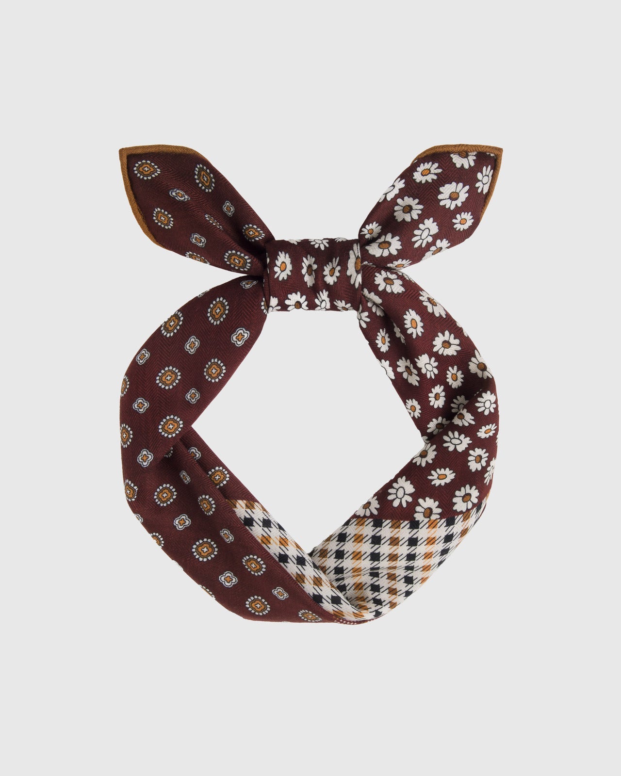 OXBLOOD PATCHWORK SILK SCARF