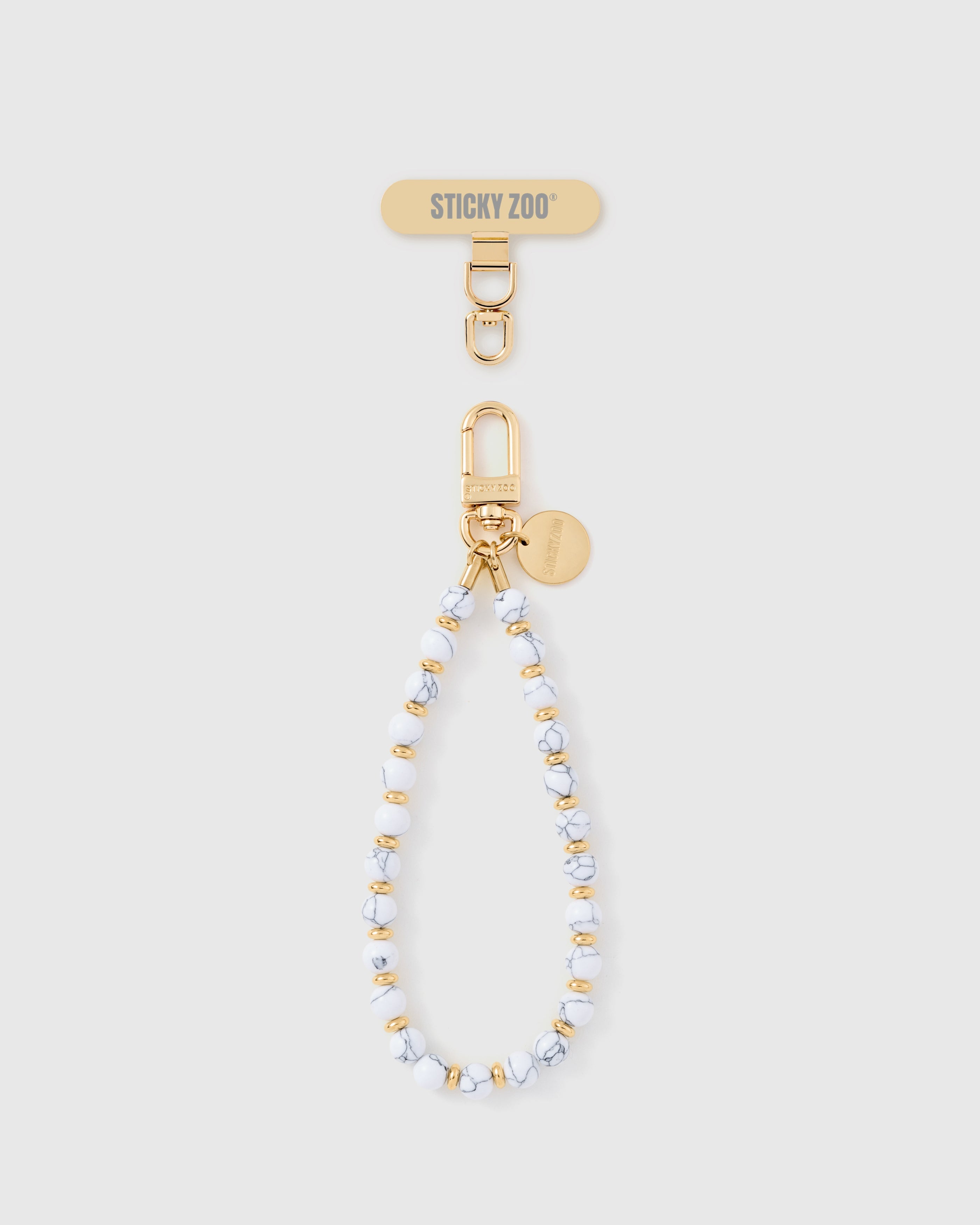 WHITE MARBLE ORBIT PHONE STRAP