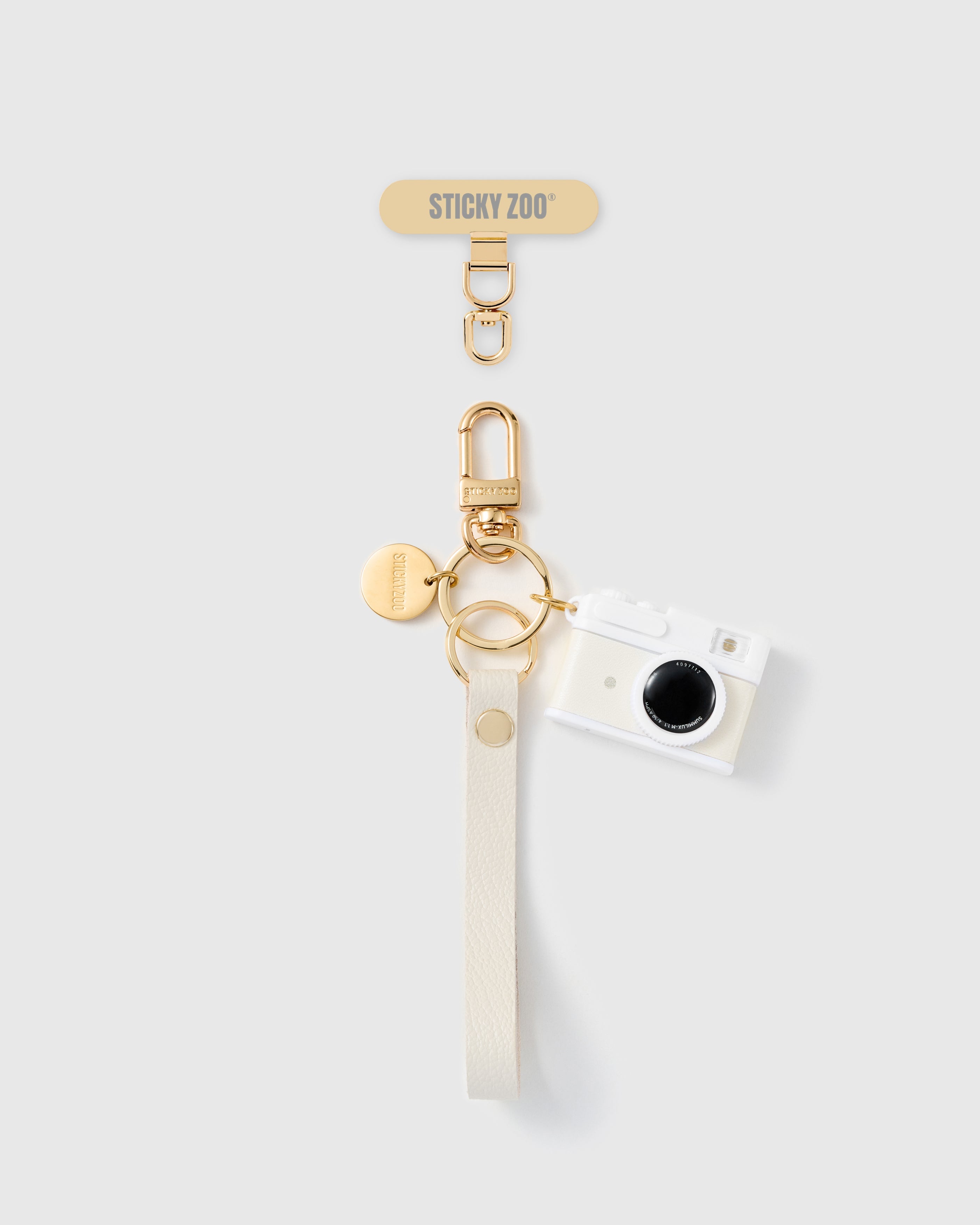 IVORY LENS LEATHER PHONE STRAP