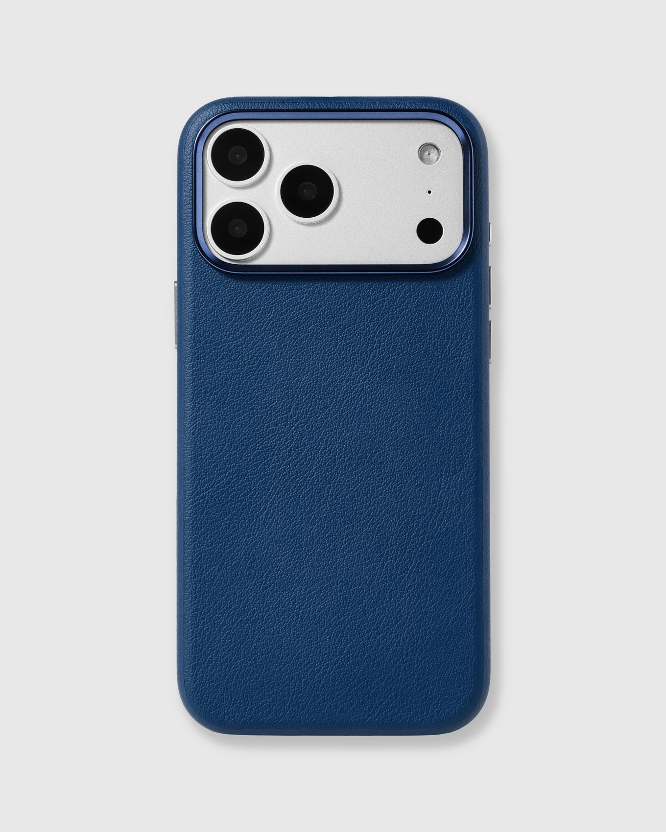 BEZEL LEATHER PHONE CASE — NAVY