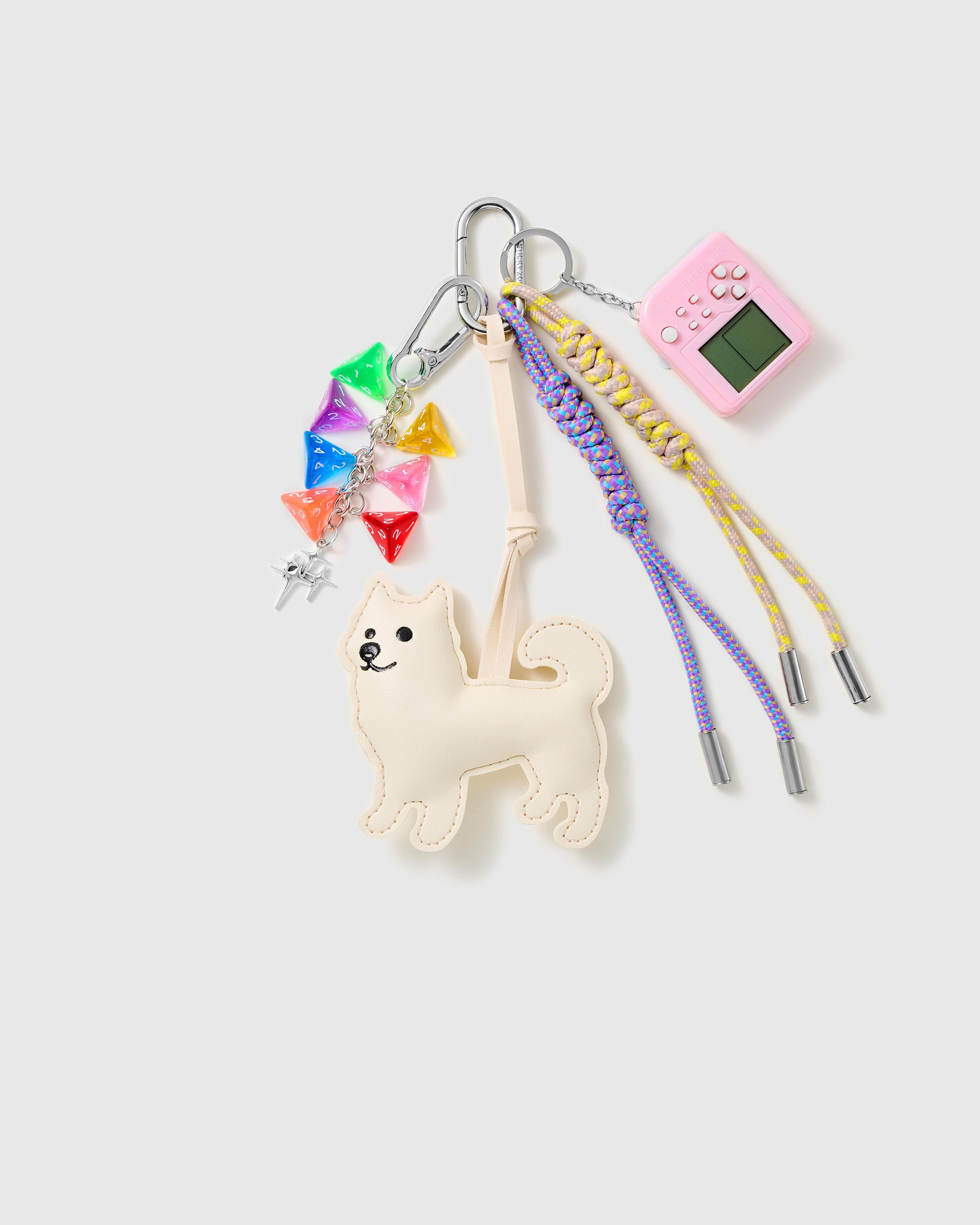 WHITE SHIBA BOW STACK CHARM
