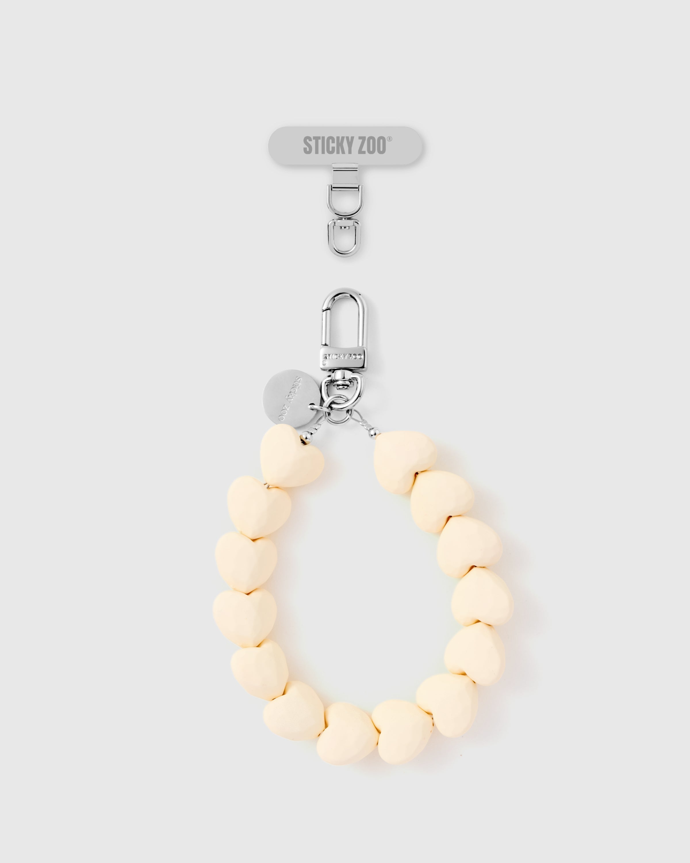 CREAM HEART PHONE STRAP