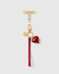 RUBY HEART LEATHER PHONE STRAP
