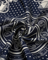 NAVY BANDANA SILK SCARF