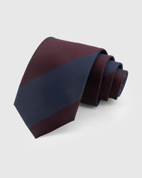 CLARET BLOCK STRIPE TIE