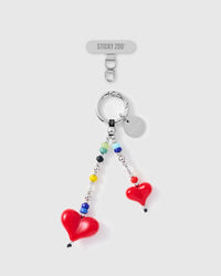 DOUBLE HEART DANGLE PHONE STRAP