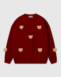 STICKYZOO Sticky Bear Sweatshirt in white showing oversized fit and plush bear placement