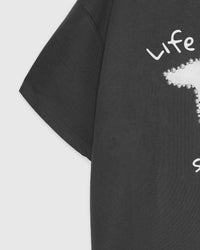 DACHSHUND PEARL EMBELLISHED T-SHIRT — DARK GREY