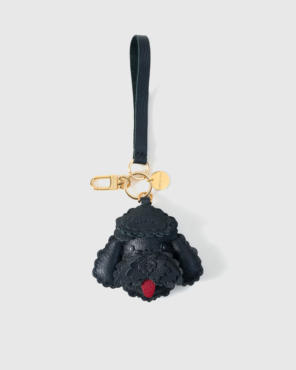 Handmade Poodle leather bag charm — French Alran goatskin from a tannery founded in 1903 in Tarn, France. STICKYZOO.