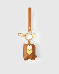 TEDDY BEAR CHARM on an 18K gold-plated keychain clip with engraved STICKYZOO disc — clips to keys, bags or backpacks.