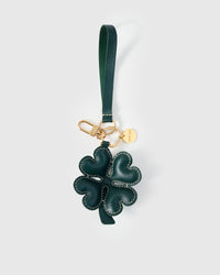 STICKYZOO Lucky Clover Charm — each element hand-cut from French Alran goatskin. Black padded 3d. Designed in Amsterdam.