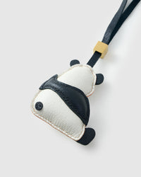 PANDA CHARM on an 18K gold-plated keychain clip with engraved STICKYZOO disc — clips to keys, bags or backpacks.