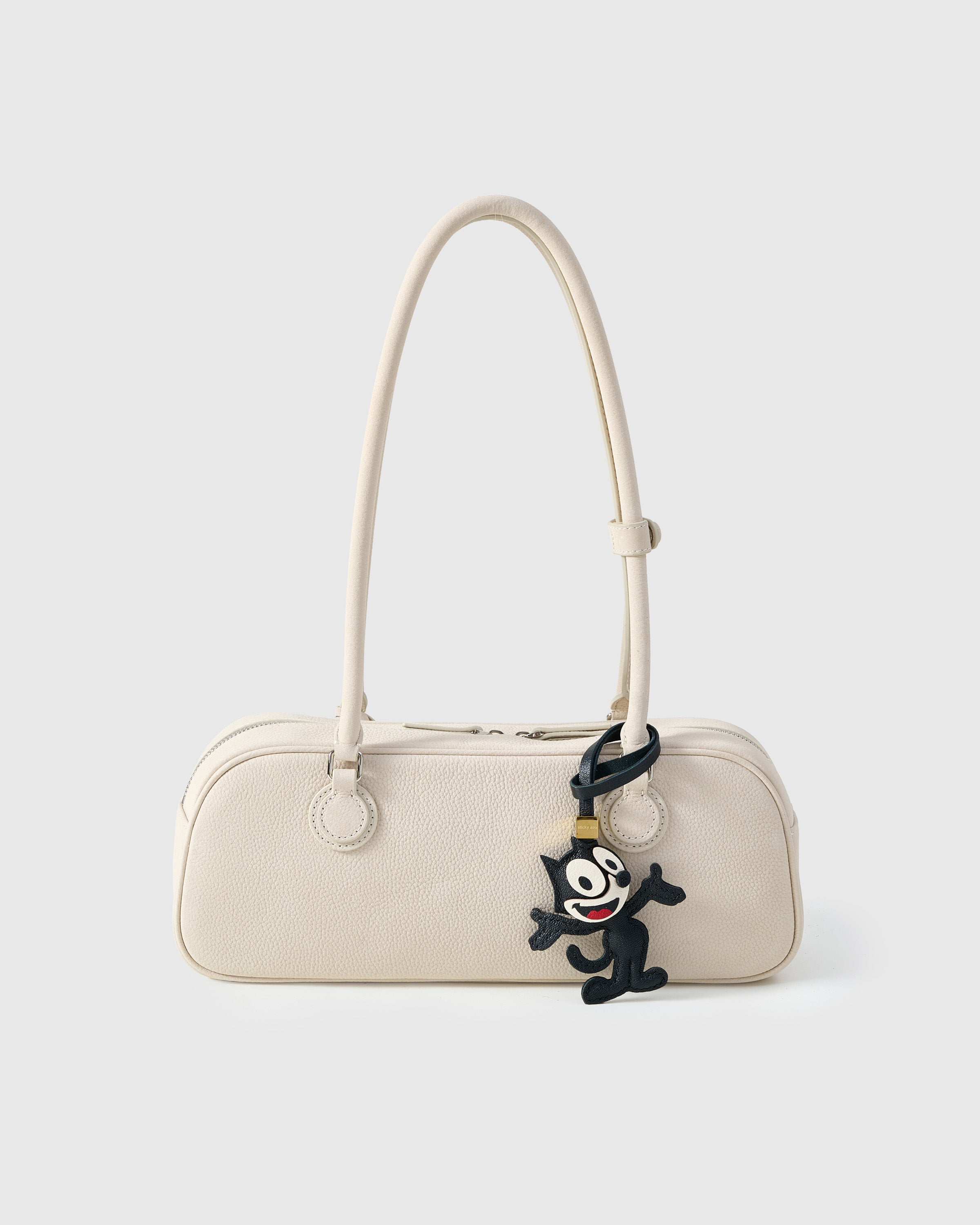 Cartoon Cat on an 18K gold-plated keychain clip with engraved STICKYZOO disc — clips to keys, bags or backpacks.