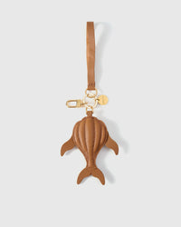 Taupe whale charm — genuine French Alran goatskin. Never vegan. Never synthetic.