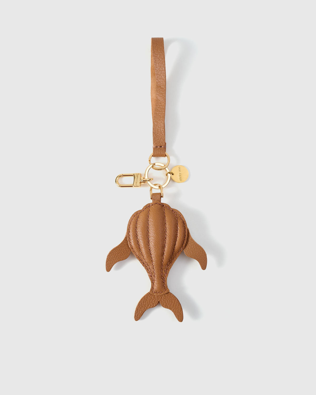 Taupe whale charm — genuine French Alran goatskin. Never vegan. Never synthetic.
