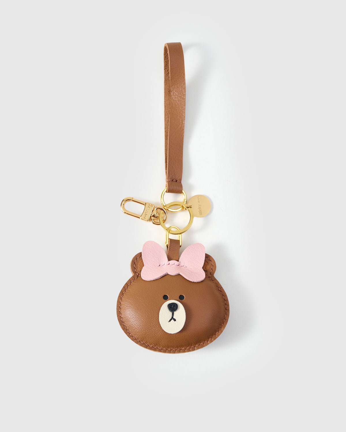 CUDDLY BEAR CHARM — French Alran leather from Tarn, France, founded 1903, Entreprise du Patrimoine Vivant.