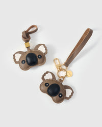 KOALA CHARM on an 18K gold-plated keychain clip with engraved STICKYZOO disc — clips to keys, bags or backpacks.