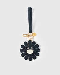 STICKYZOO Night Flower Charm in black with cream face French Alran goatskin. Hand-cut, hand-stitched. Designed in Amsterdam.