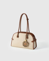 STICKYZOO Daisy Charm in taupe and olive — handmade French Alran goatskin with 18K gold-plated hardware. Arrives gift-ready.