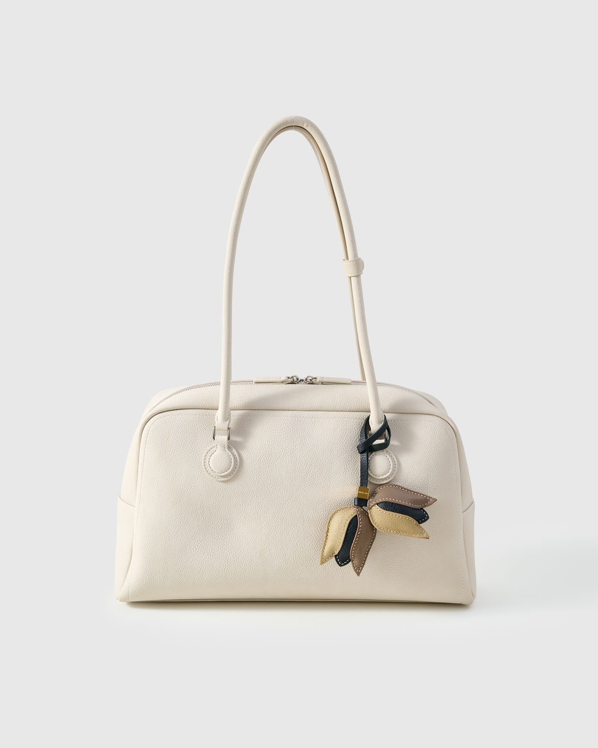 STICKYZOO Tulip Charm in gold, taupe, and dark — handmade French Alran goatskin with 18K gold-plated hardware. Arrives gift-ready.