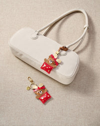 Teddy Bear Gift charm — real French leather, 3 days by hand.