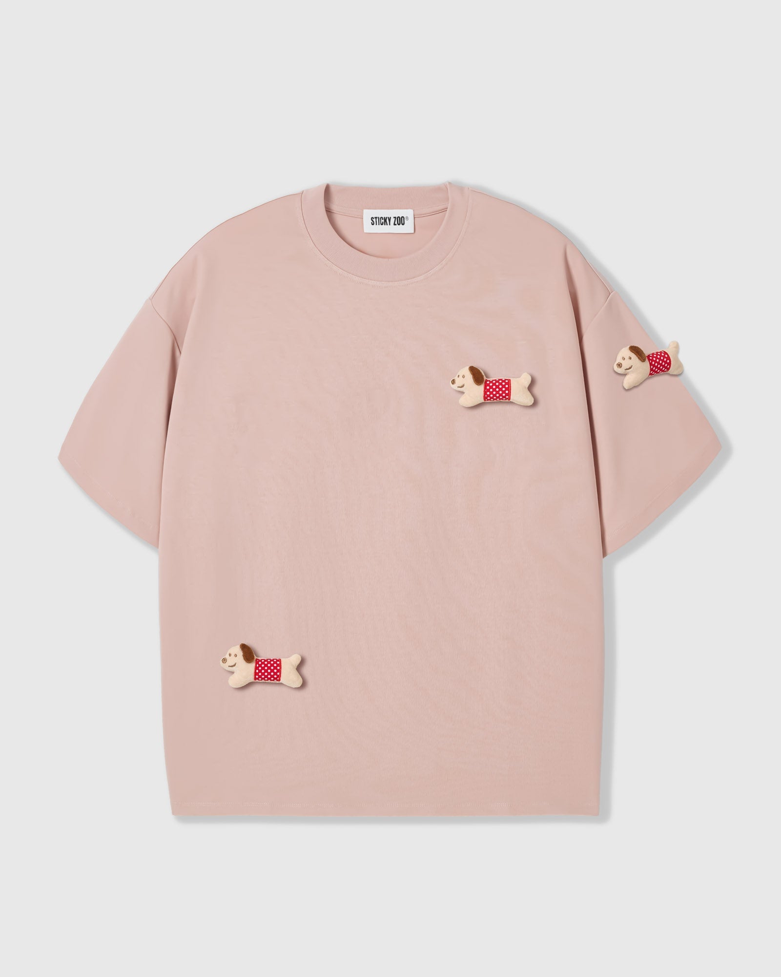 POLKA PUPPY SCATTER T-SHIRT — PINK