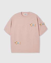 BLUE CHECK PUPPY SCATTER T-SHIRT — PINK