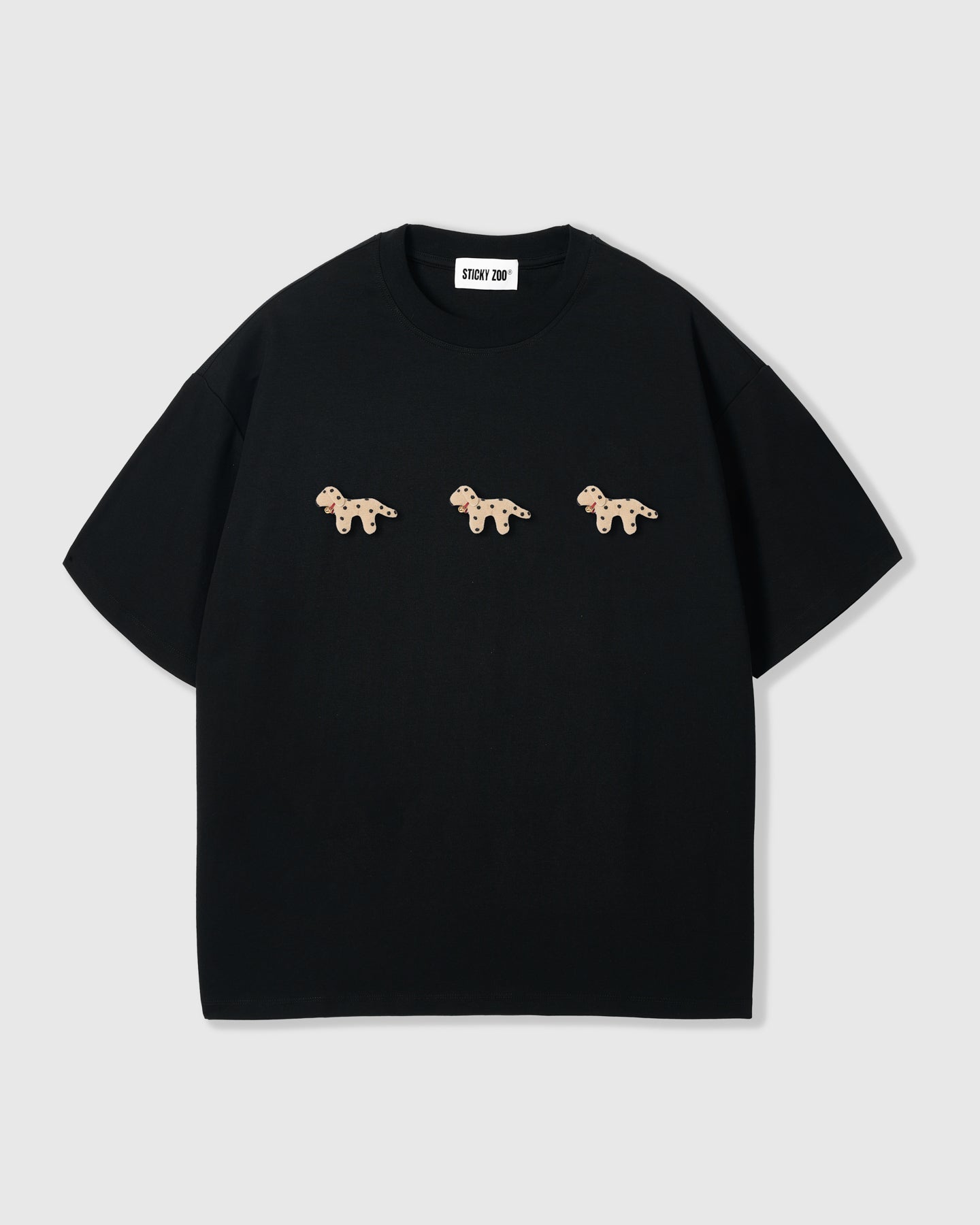 SPOTTY PUPPY TRIO T-SHIRT — BLACK