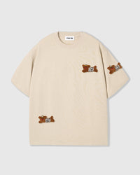 WILD TEDDY SCATTER T-SHIRT — CREAM