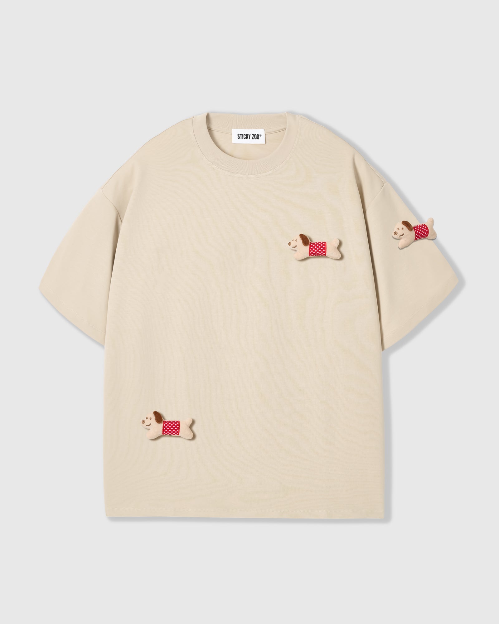 POLKA PUPPY SCATTER T-SHIRT — CREAM