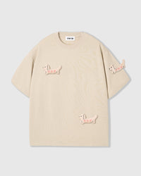 BOW PUPPY SCATTER T-SHIRT — CREAM