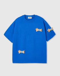 BLUE CHECK PUPPY SCATTER T-SHIRT — BLUE