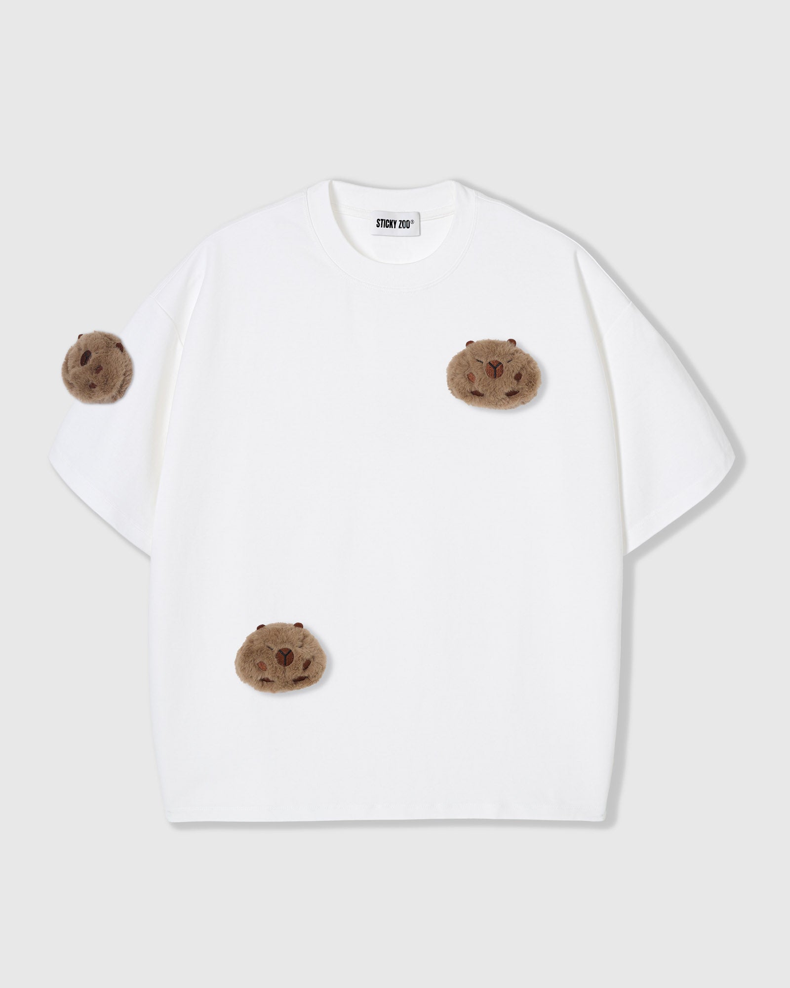 SLEEPY TEDDY SCATTER T-SHIRT — WHITE