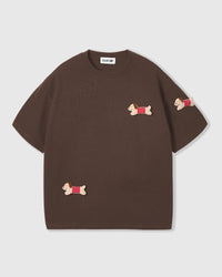 POLKA PUPPY SCATTER T-SHIRT — BROWN