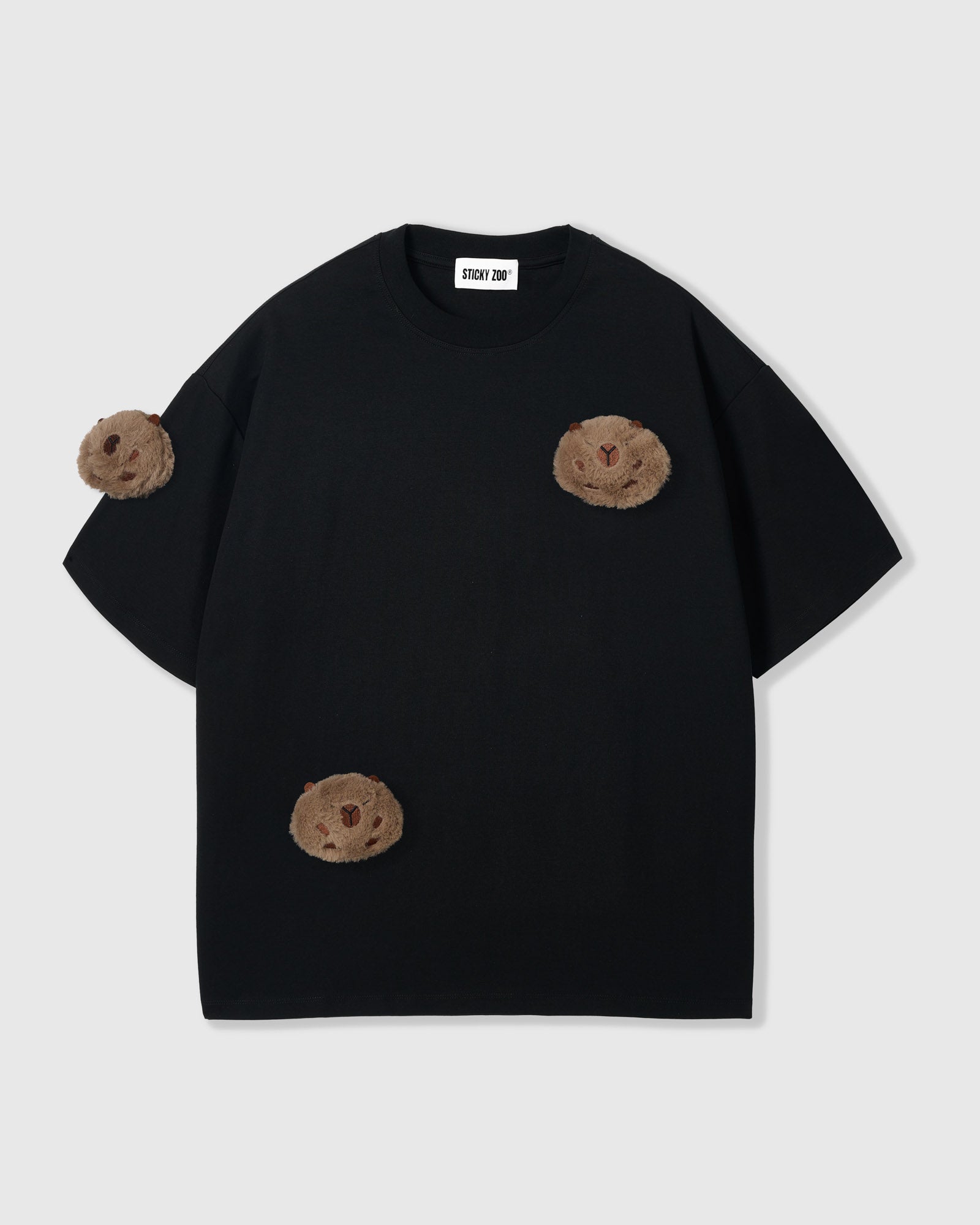 SLEEPY TEDDY SCATTER T-SHIRT — BLACK