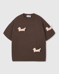 BOW PUPPY SCATTER T-SHIRT — BROWN