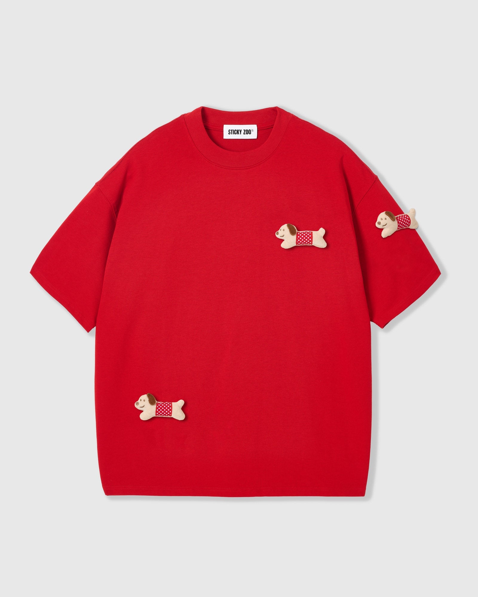 POLKA PUPPY SCATTER T-SHIRT — RED