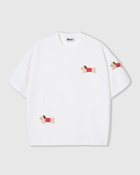 POLKA PUPPY SCATTER T-SHIRT — WHITE