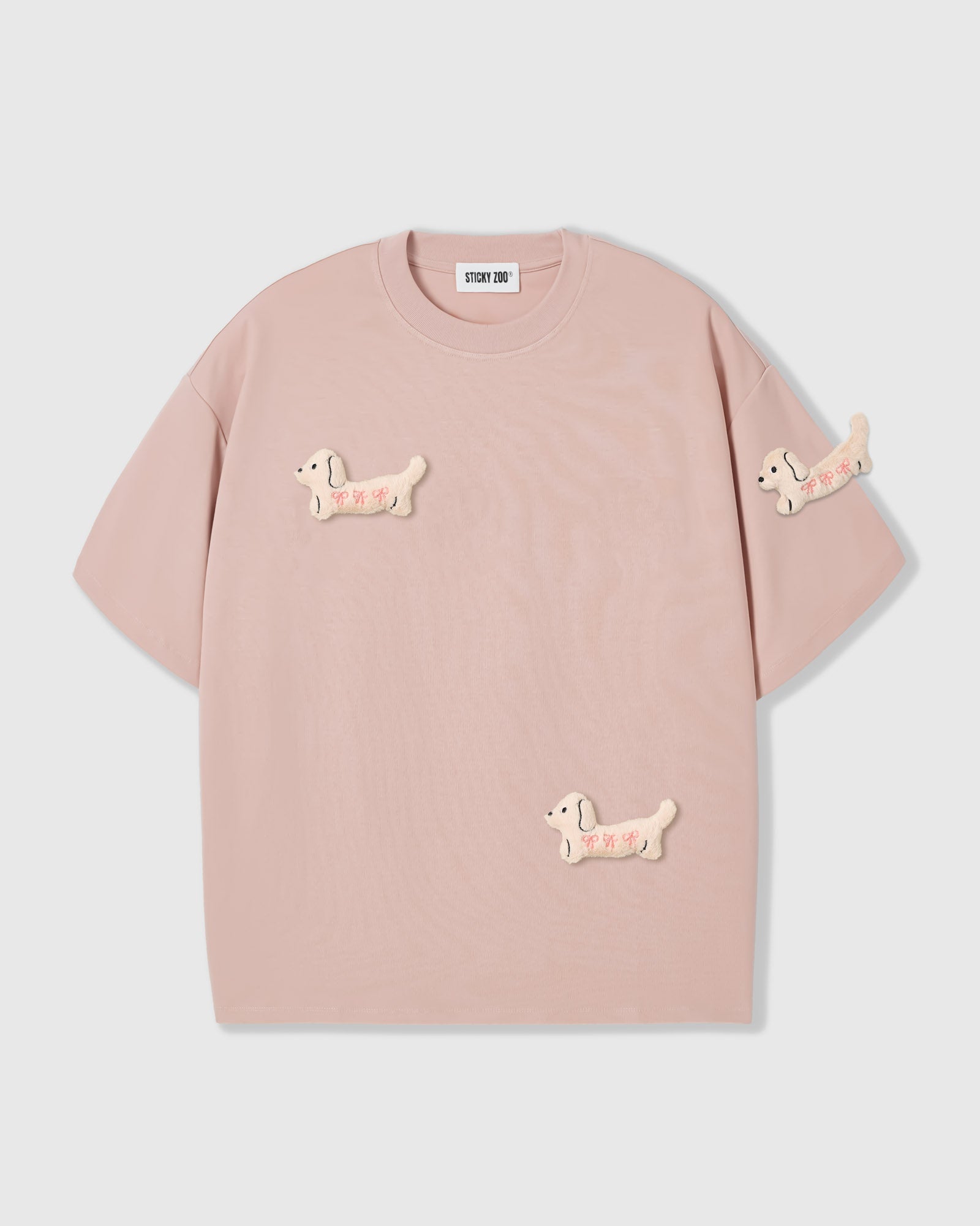BOW PUPPY SCATTER T-SHIRT — PINK