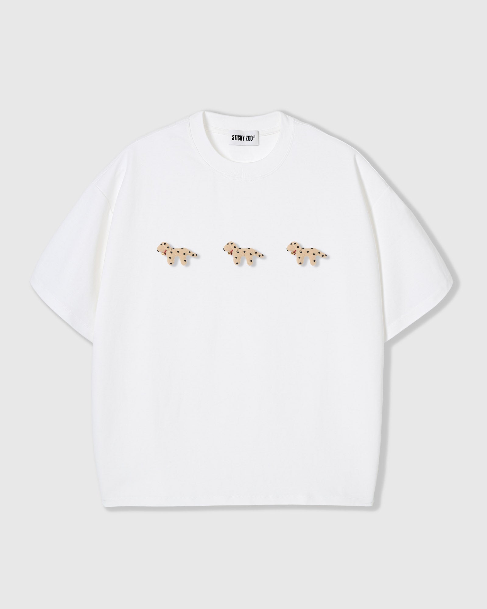 SPOTTY PUPPY TRIO T-SHIRT — WHITE