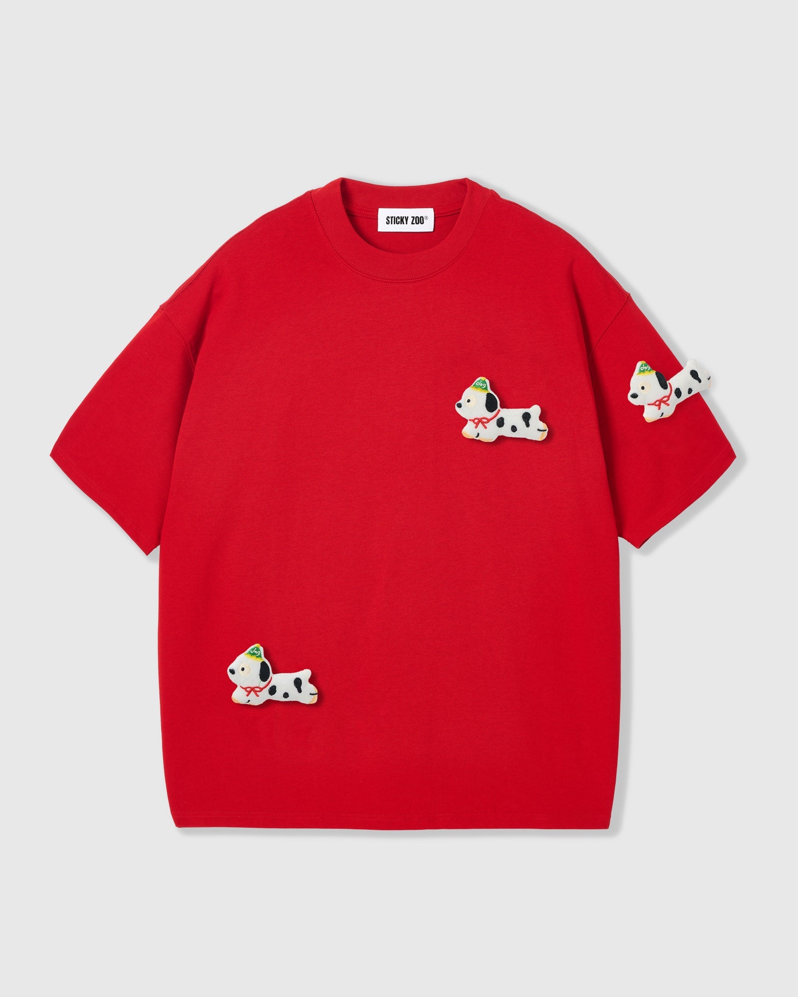 SPOTTY PUPPY SCATTER T-SHIRT — RED