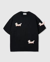 BOW PUPPY SCATTER T-SHIRT — BLACK