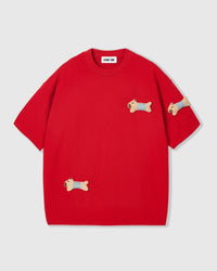 BLUE CHECK PUPPY SCATTER T-SHIRT — RED