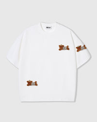 WILD TEDDY SCATTER T-SHIRT — WHITE