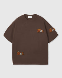 WILD TEDDY SCATTER T-SHIRT — BROWN
