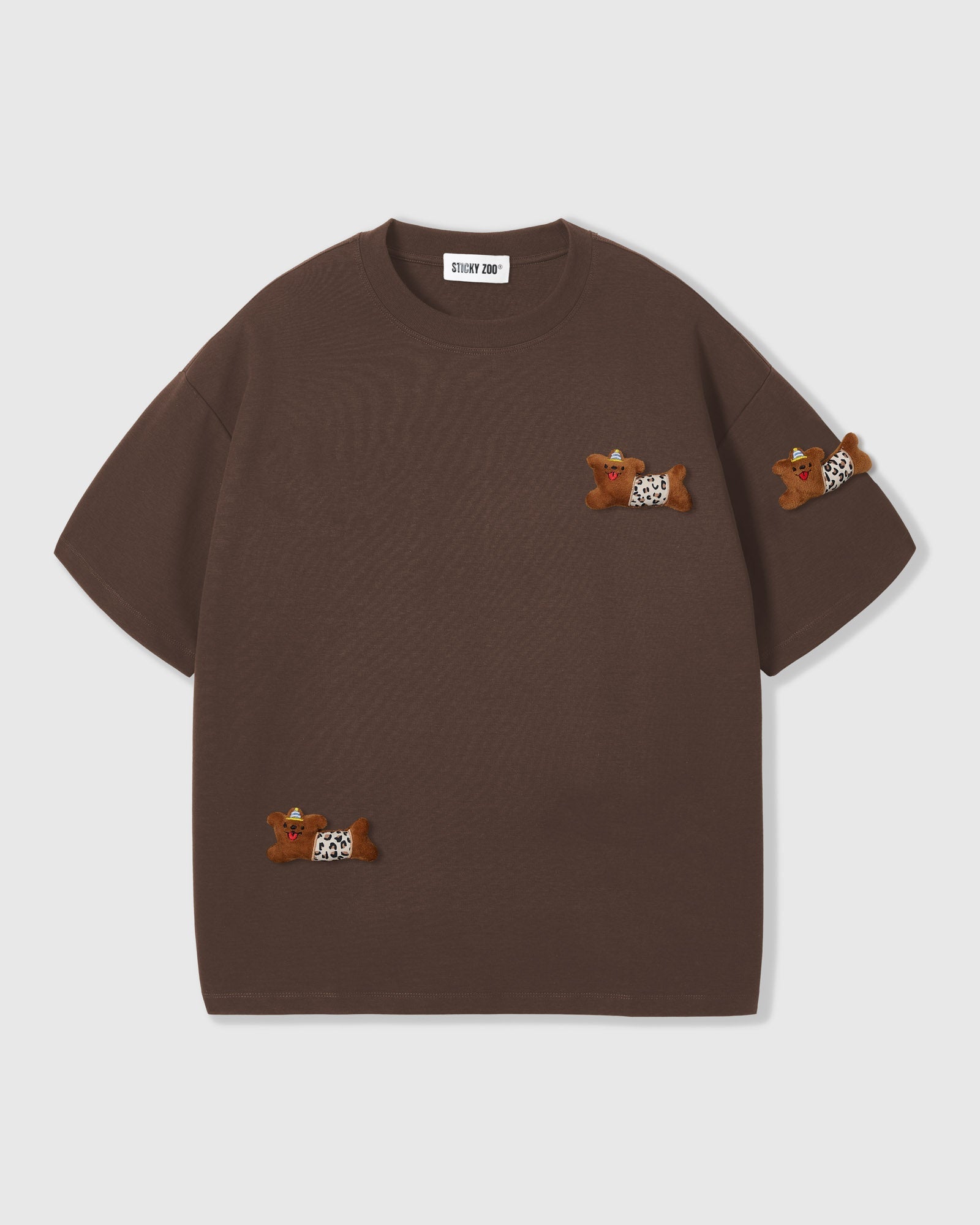 WILD TEDDY SCATTER T-SHIRT — BROWN
