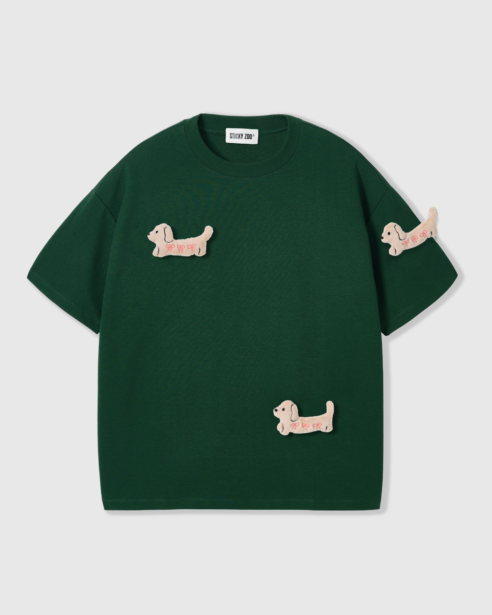BOW PUPPY SCATTER T-SHIRT — GREEN