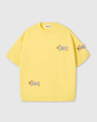 BLUE CHECK PUPPY SCATTER T-SHIRT — YELLOW