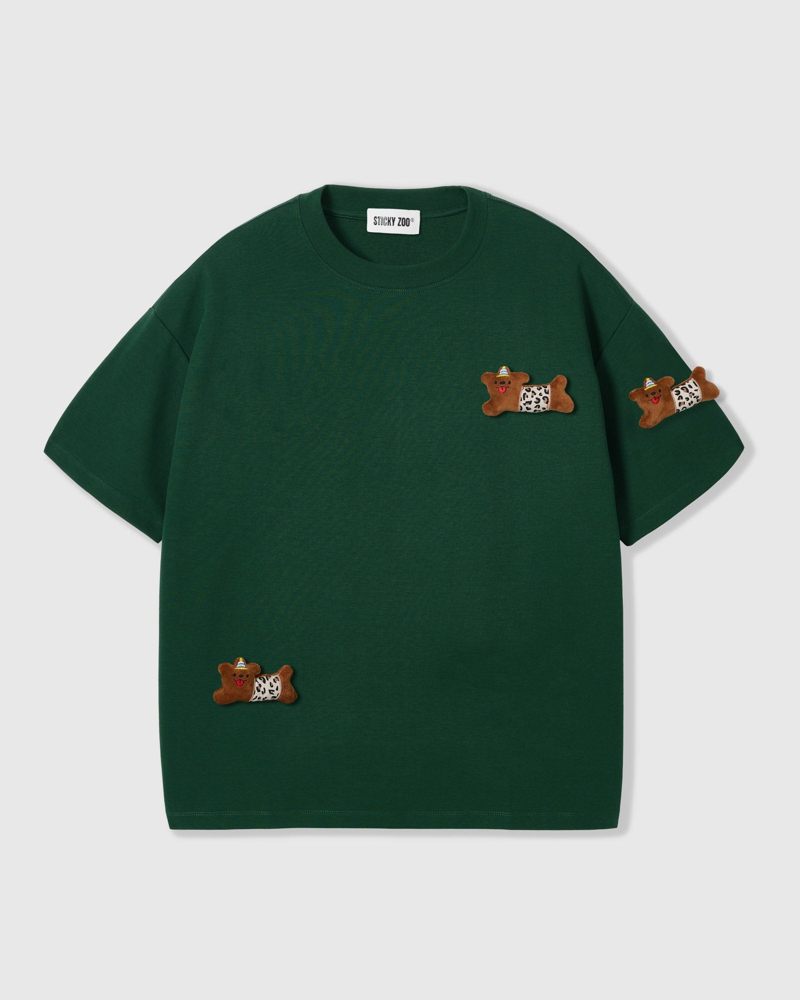 WILD TEDDY SCATTER T-SHIRT — GREEN