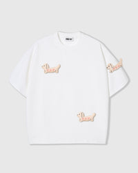 BOW PUPPY SCATTER T-SHIRT — WHITE